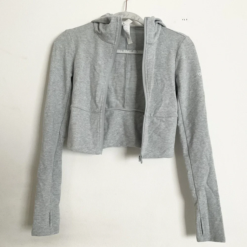 Alo Yoga Sway Full Zip Hoodie Athletic Heather Grey S